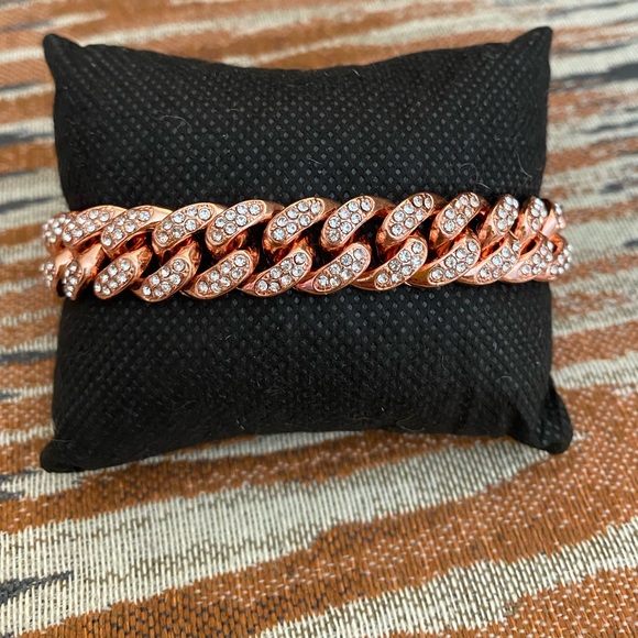 Other - Men's Cuban link Rose Gold Diamond Bracelet